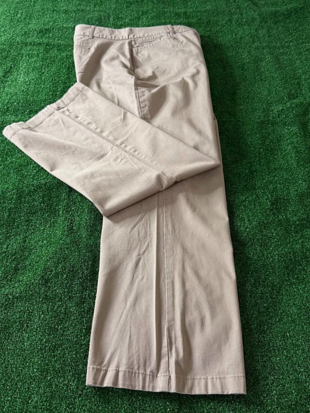 JM Collection Women's Khaki Comfort Waist High Rise Wide Leg Chino Pants 18S